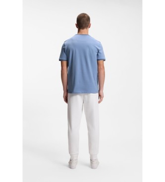 BOSS Stretch-Baumwoll-T-Shirt mit Streifen und blauem Logo