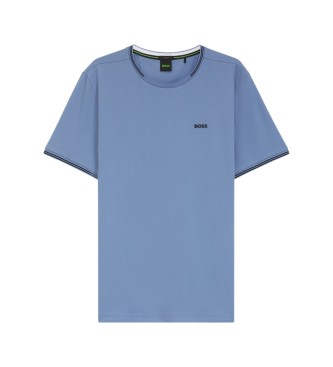 BOSS Stretch-Baumwoll-T-Shirt mit Streifen und blauem Logo