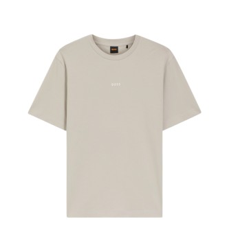 BOSS T-shirt beige in cotone elasticizzato