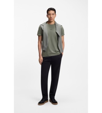 BOSS T-shirt verde em algodão elástico
