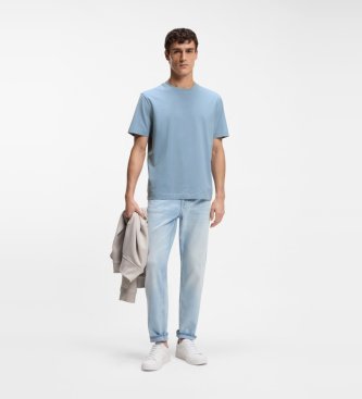 BOSS T-shirt Coton Élastique Logo bleu