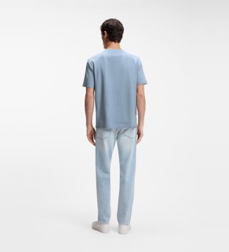 BOSS T-shirt Coton Élastique Logo bleu