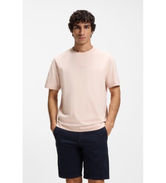 BOSS T-shirt elástica de algodão cor-de-rosa
