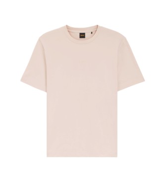 BOSS T-shirt elástica de algodão cor-de-rosa