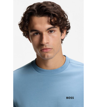 BOSS Koszulka z kontrastowym logo niebieska