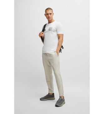 BOSS Almindelig T-shirt med hvid illustration