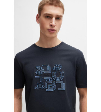 BOSS T-shirt Typografisk navy