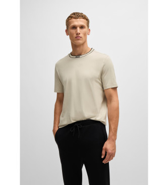 BOSS Beige T-shirt med logotyp