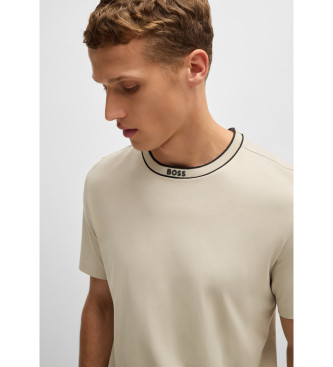 BOSS Beige T-shirt med logotyp