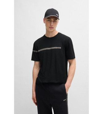BOSS T-shirt noir  rayures et logo