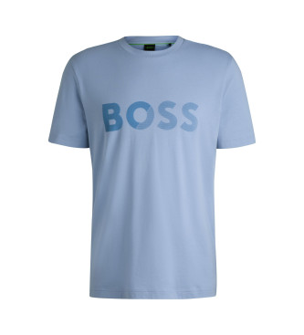 BOSS T-shirt z logo Tape niebieski
