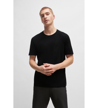 BOSS T-shirt de malha com logtipo em relevo preto