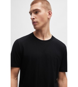 BOSS T-shirt de malha com logtipo em relevo preto