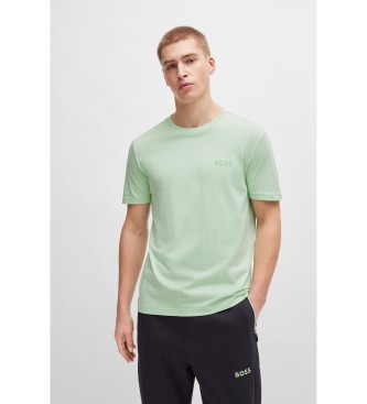 BOSS T-shirt verde con logo in rete goffrata