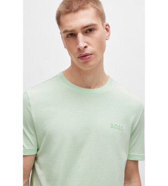 BOSS T-shirt de malha com logtipo em relevo verde