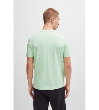 BOSS T-shirt verde con logo in rete goffrata