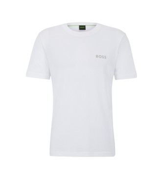 BOSS Hvid T-shirt i prget mesh
