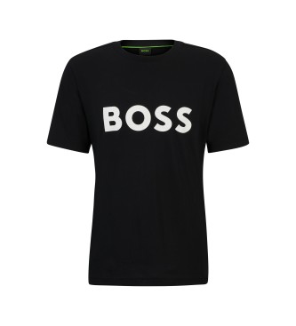 BOSS Sort T-shirt med kontrast