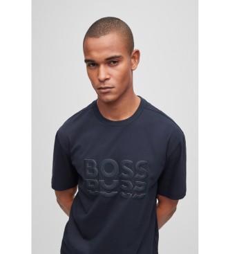 BOSS T-shirt com logtipo grande azul escuro