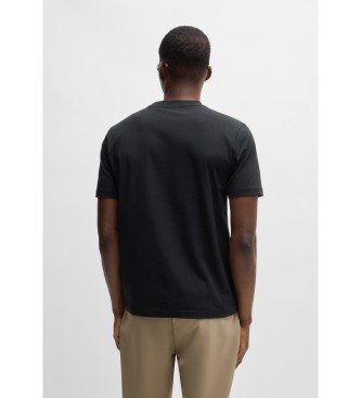 BOSS Regular fit T-shirt van stretch katoen met vlaggendessin  Zwart