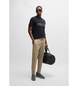 BOSS Regular fit T-shirt van stretch katoen met vlaggendessin  Zwart