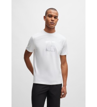 BOSS T-shirt blanc  motifs mtalliques