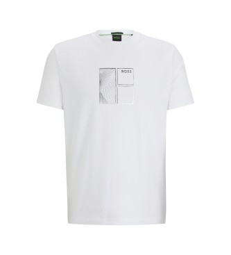 BOSS T-shirt branca com design metlico