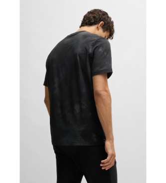 BOSS Cotton relaxed fit T-shirt with decorative reflective print Black