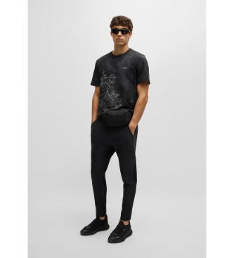 BOSS Katoenen relaxed fit T-shirt met decoratieve reflecterende print Zwart