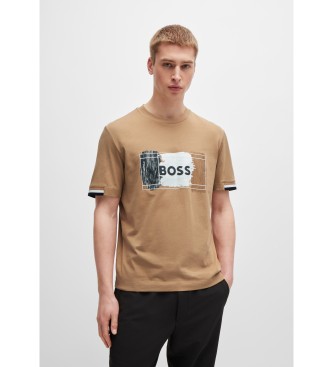 BOSS Offenes beigefarbenes T-Shirt