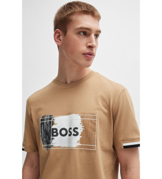 BOSS Offenes beigefarbenes T-Shirt
