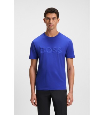 BOSS Baumwoll-Strick-T-Shirt mit blauem 3D-Logo