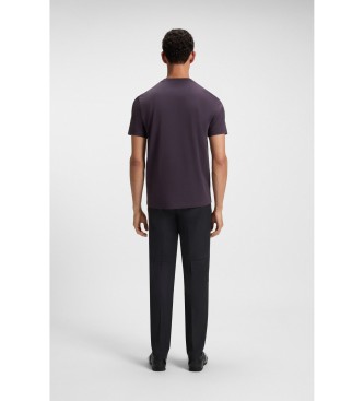 BOSS T-Shirt aus Baumwollstrick mit fliederfarbenem 3D-Logo