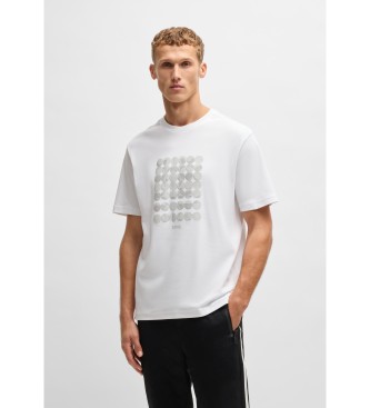 BOSS Camiseta de interlock de algodn con ilustracin de crculos blanco