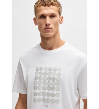 BOSS Camiseta de interlock de algodn con ilustracin de crculos blanco