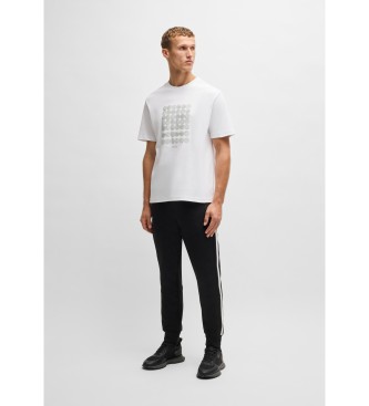 BOSS Camiseta de interlock de algodn con ilustracin de crculos blanco
