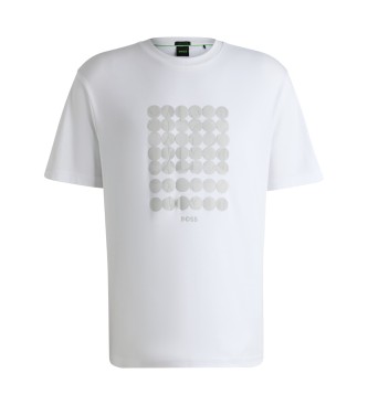 BOSS Camiseta de interlock de algodn con ilustracin de crculos blanco