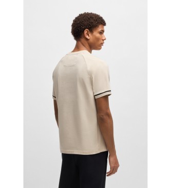 BOSS T-shirt en coton extensible avec badge logo beige