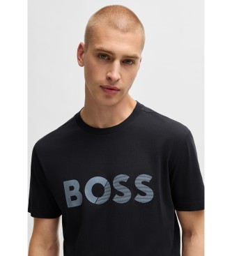 BOSS T-shirt com logtipo azul-marinho de grandes dimenses  