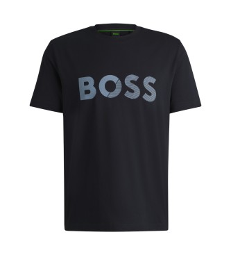 BOSS T-shirt com logtipo azul-marinho de grandes dimenses  