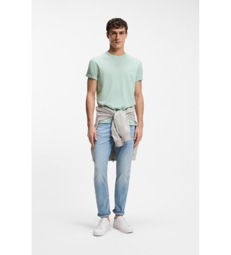 BOSS Turkos stickad T-shirt med logotyp