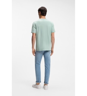 BOSS Turkos stickad T-shirt med logotyp