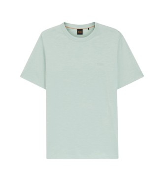 BOSS Turkos stickad T-shirt med logotyp