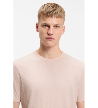 BOSS Stickad T-shirt med rosa logotyp