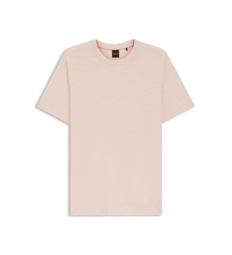 BOSS Stickad T-shirt med rosa logotyp