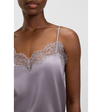 BOSS Top Satinado de encaje violeta