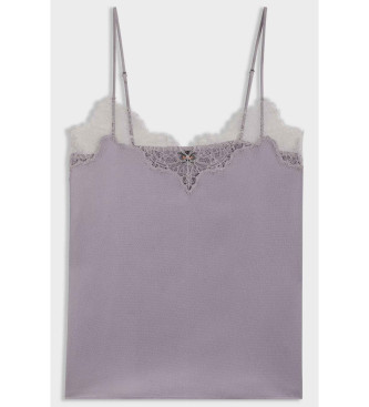 BOSS Top Satinado de encaje violeta