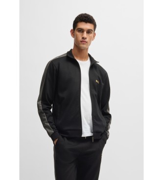 BOSS Bomullsjacka med dragkedja och logotryck i metallic  Svart