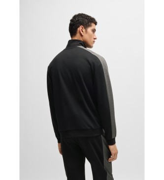 BOSS Bomullsjacka med dragkedja och logotryck i metallic  Svart