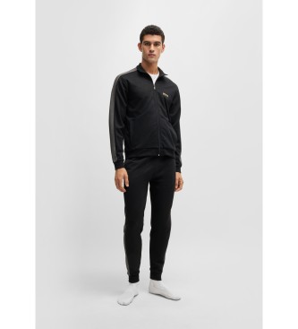 BOSS Bomullsjacka med dragkedja och logotryck i metallic  Svart